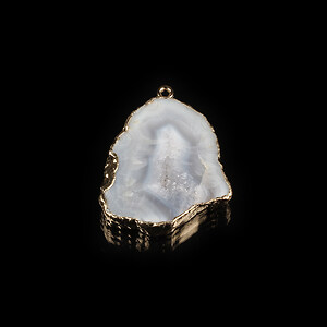 Pandantiv agata druzy gri in  montura aurie 38x28mm