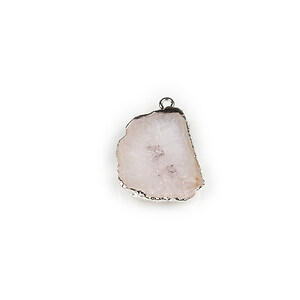 Pandantiv agata druzy gri in  montura argintie 30x21mm