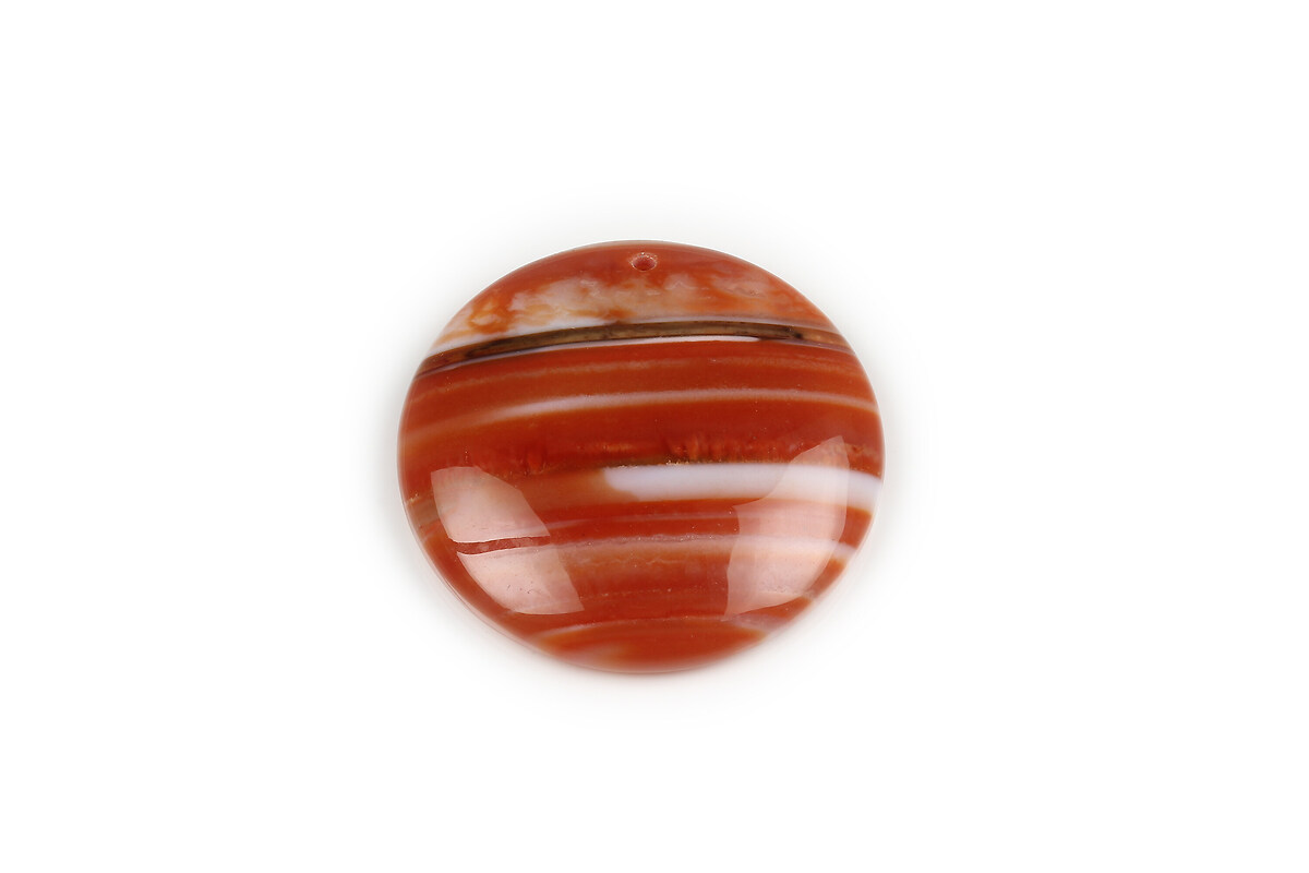 Pandantiv agata striped portocalie rotund 41mm