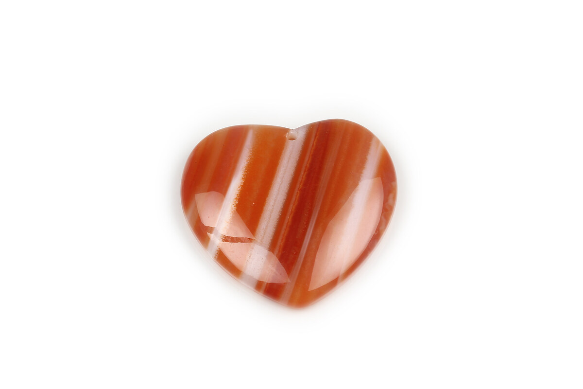 Pandantiv agata striped portocalie inima 40x41mm