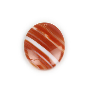 Pandantiv agata striped portocalie oval 44x34mm