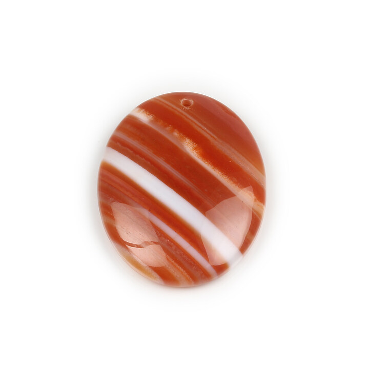 Pandantiv agata striped portocalie oval 44x34mm