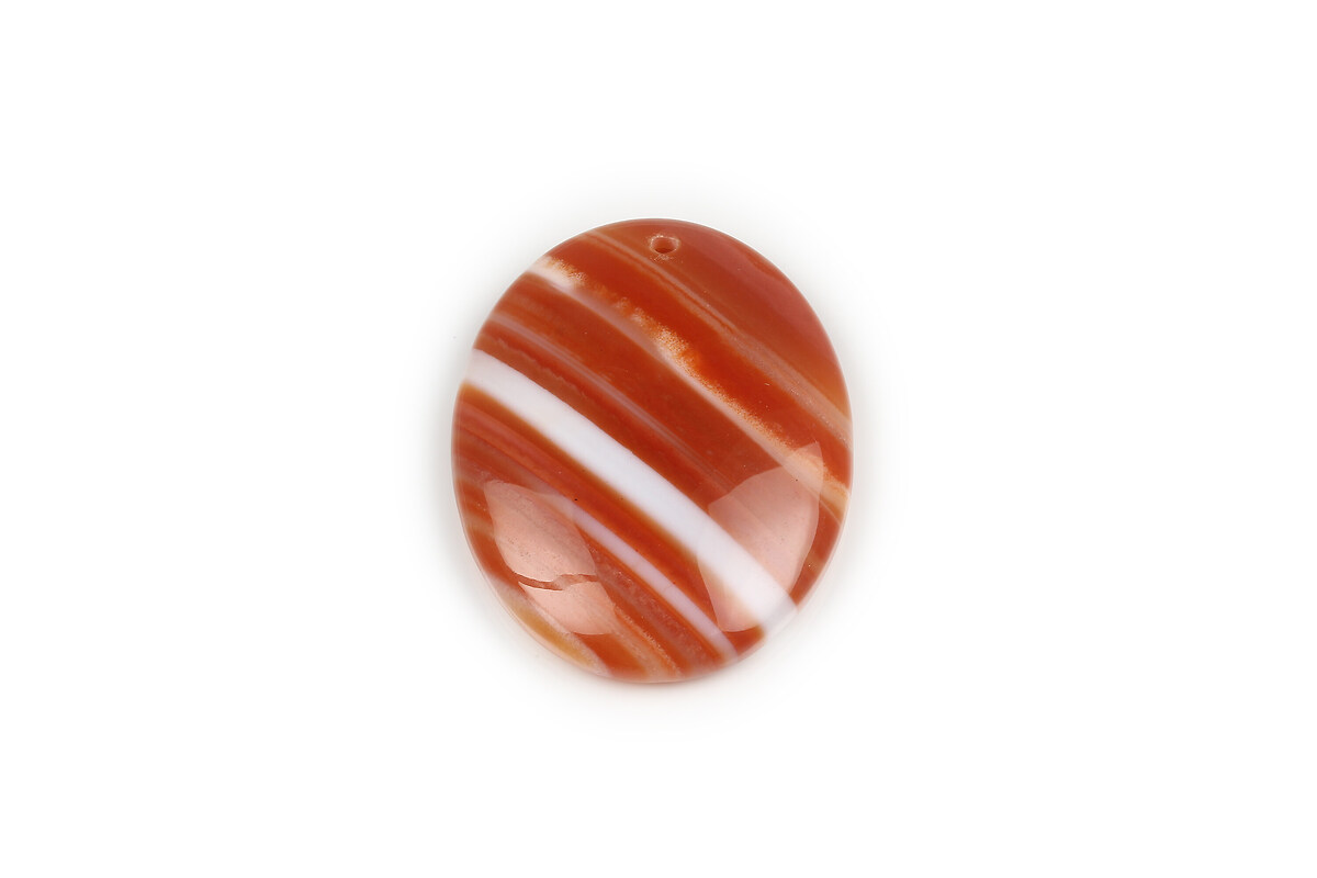 Pandantiv agata striped portocalie oval 44x34mm