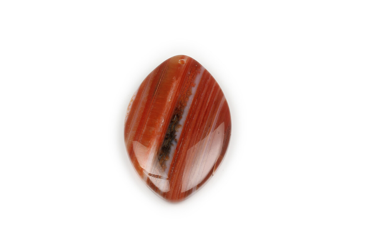 Pandantiv agata striped portocalie oval 50x32mm