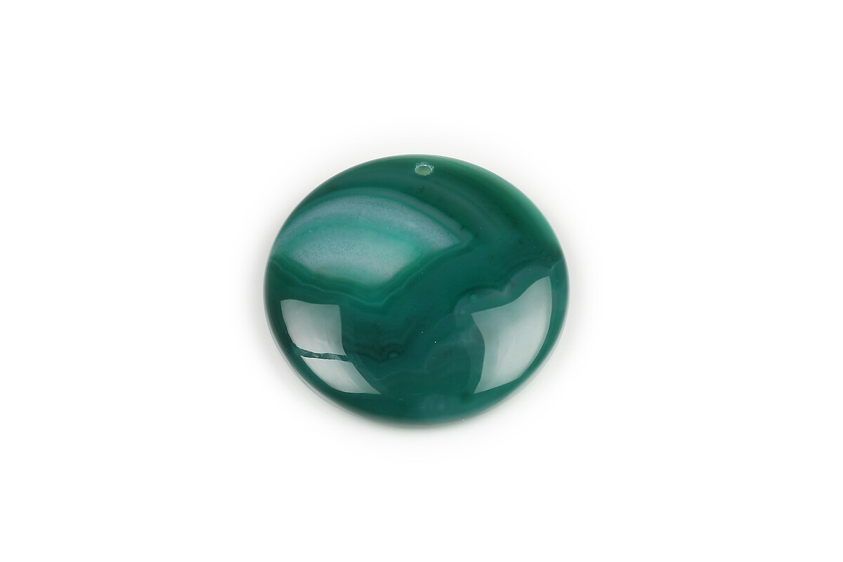 Pandantiv agata striped verde rotund 40mm