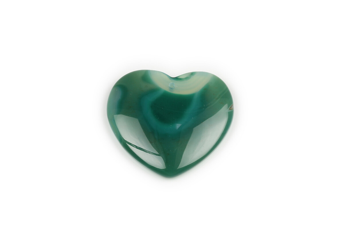 Pandantiv agata striped verde inima 38x41mm