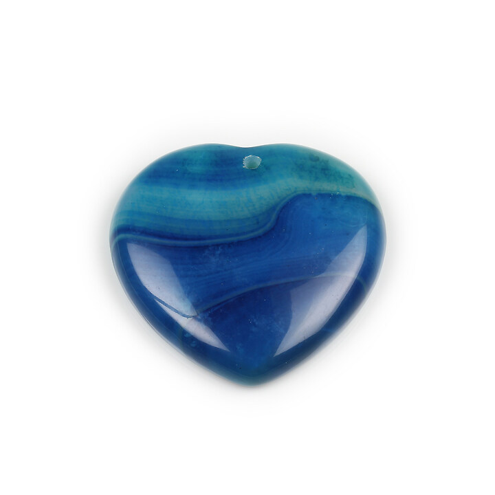 Pandantiv agata striped albastra inima 40x41mm