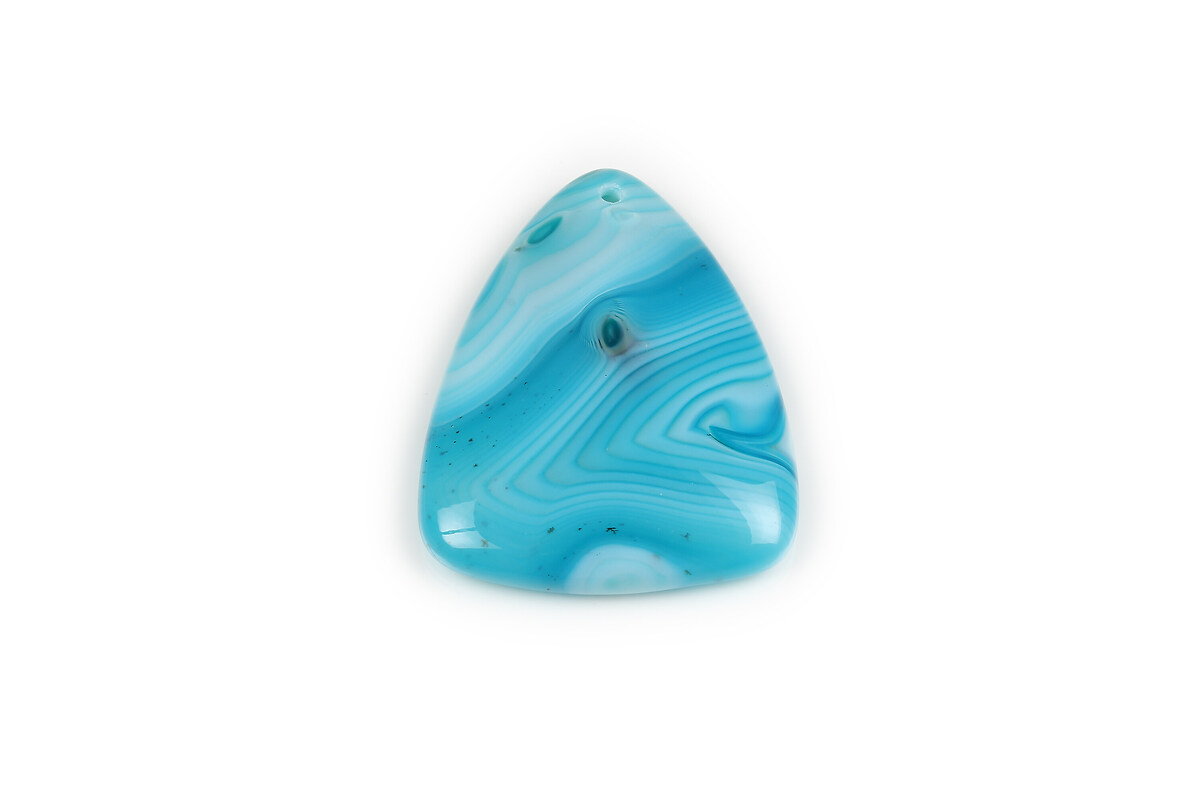 Pandantiv agata striped albastra 45x32mm