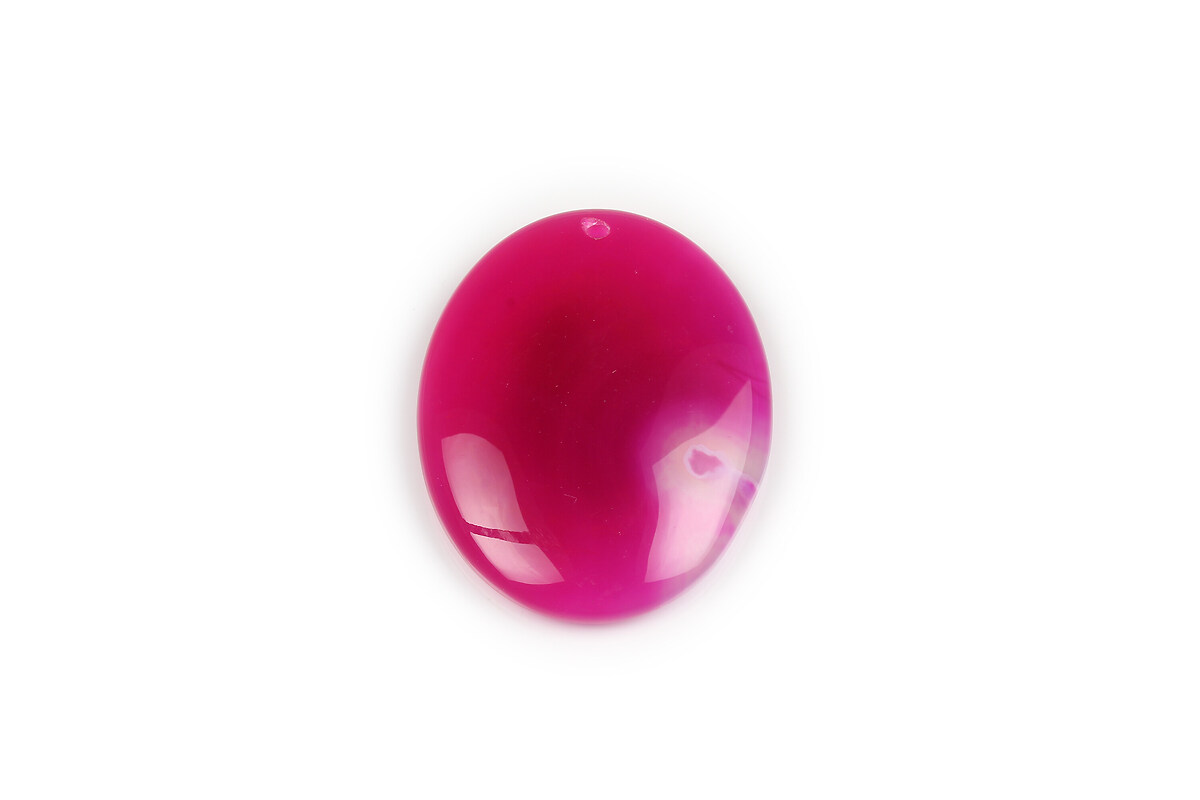 Pandantiv agata striped fucsia oval 43x32mm
