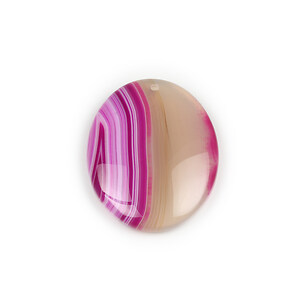 Pandantiv agata striped fucsia oval 43x32mm
