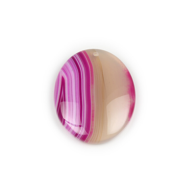 Pandantiv agata striped fucsia oval 43x32mm