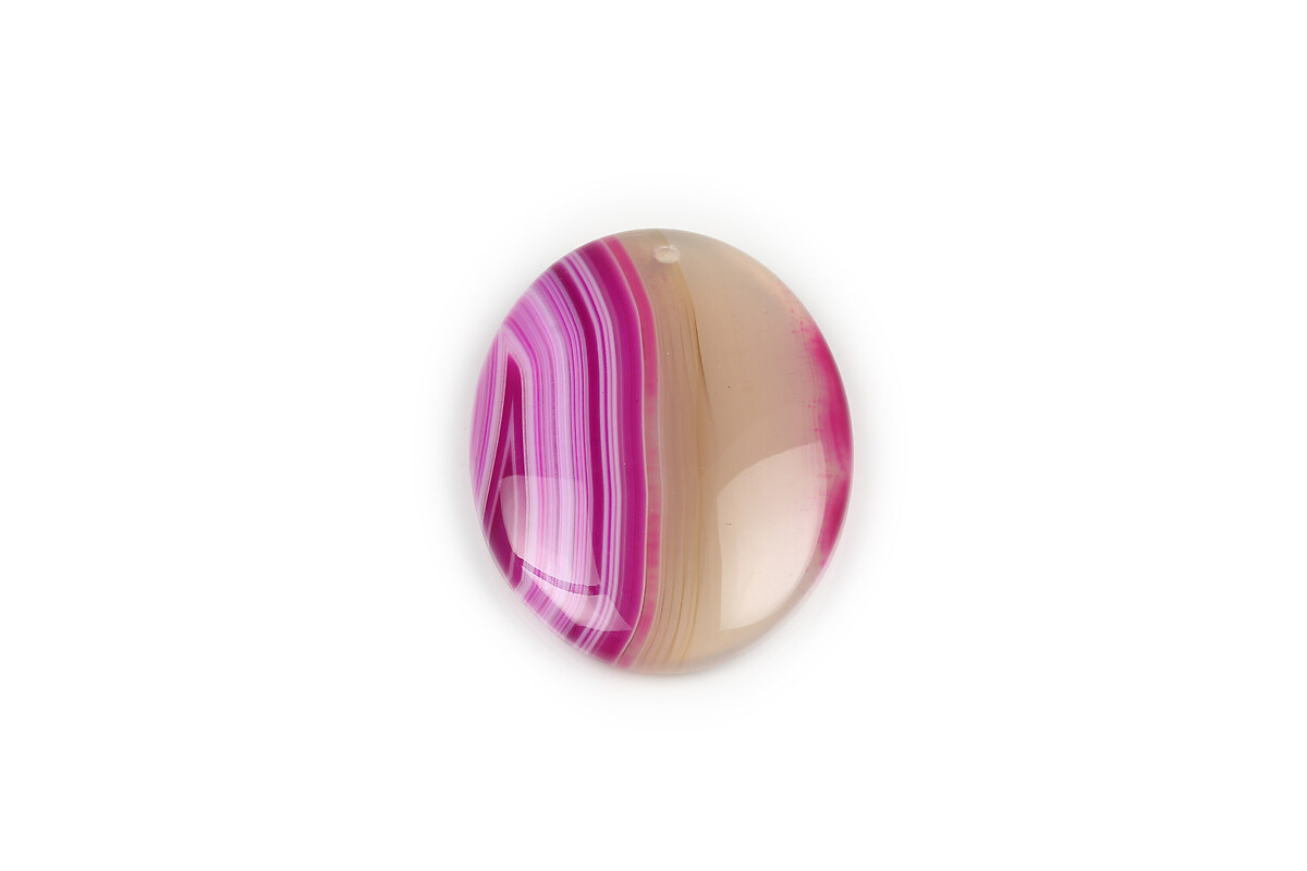 Pandantiv agata striped fucsia oval 43x32mm