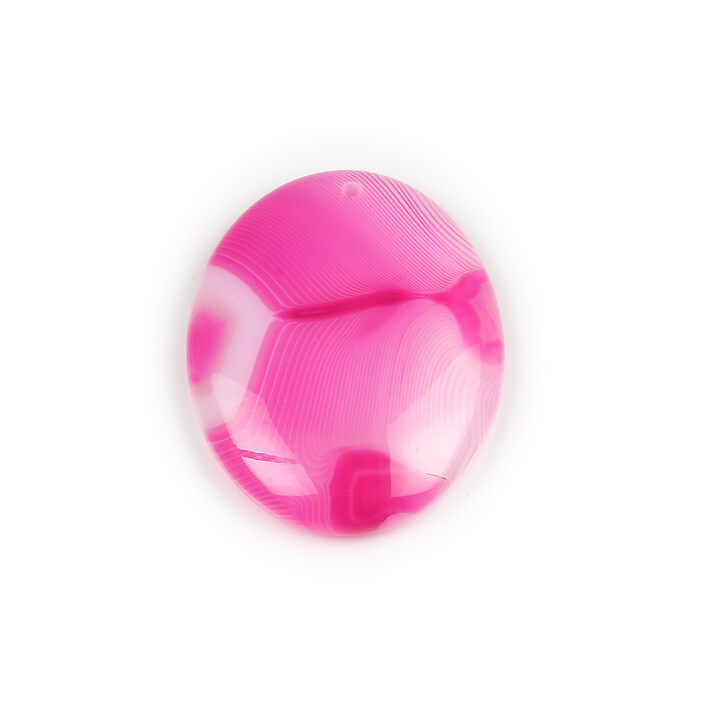 Pandantiv agata striped fucsia oval 42x33mm
