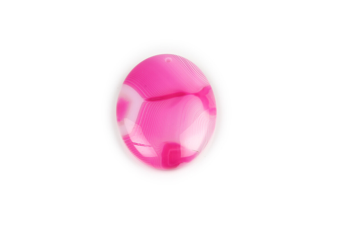 Pandantiv agata striped fucsia oval 42x33mm
