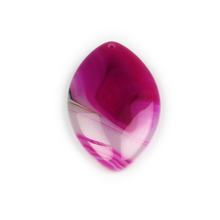 Pandantiv agata striped fucsia oval 50x30mm