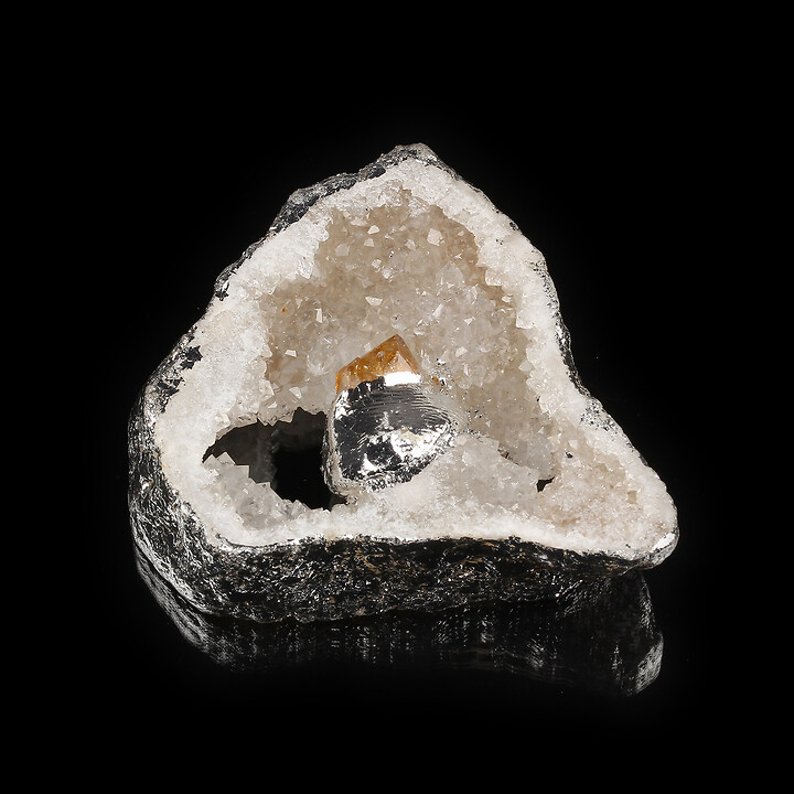 Pandantiv Druzy Agata cu citrine in montura argintie 49x45mm