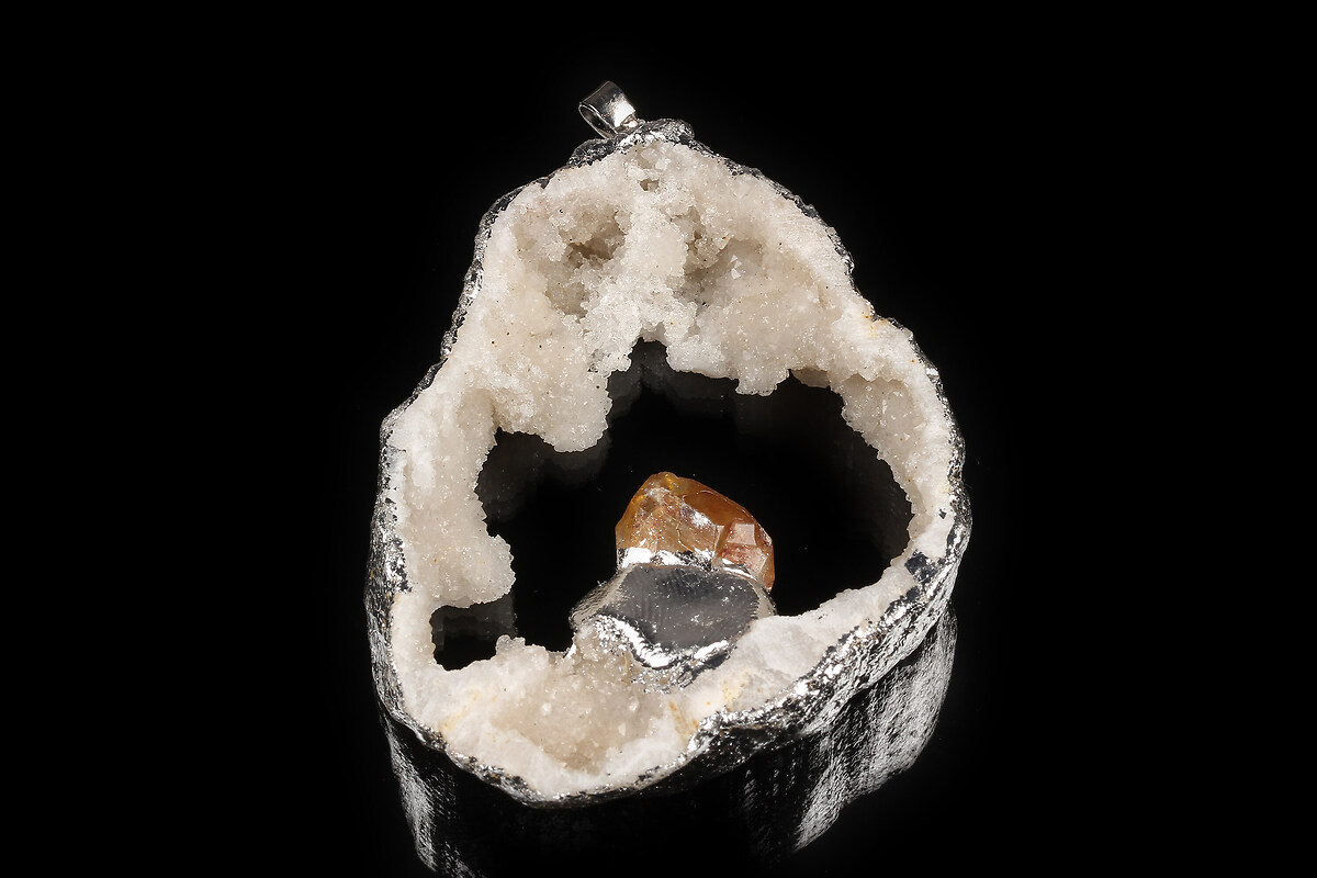 Pandantiv Druzy Agata cu citrine in montura argintie 65x48mm