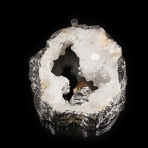 Pandantiv Druzy Agata cu citrine in montura argintie 58x47mm