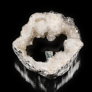 Pandantiv Druzy Agata cu Kyanite in montura argintie 58x52mm