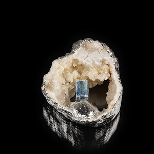 Pandantiv Druzy Agata cu Kyanite in montura argintie 46x36mm