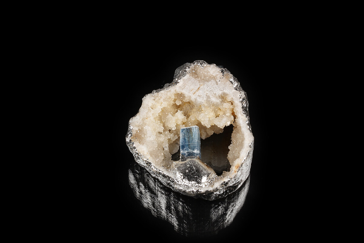 Pandantiv Druzy Agata cu Kyanite in montura argintie 46x36mm