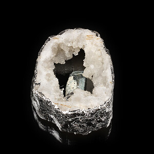 Pandantiv Druzy Agata cu Kyanite in montura argintie 55x38mm