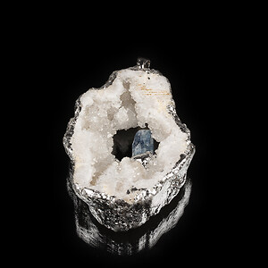 Pandantiv Druzy Agata cu Kyanite in montura argintie 50x35mm