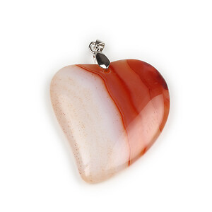 Pandantiv Agata crackle inima portocalie cu agatatoare argintiu inchis 52x41mm