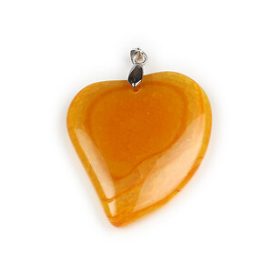 Pandantiv Agata crackle inima galbena cu agatatoare argintiu inchis 52x41mm