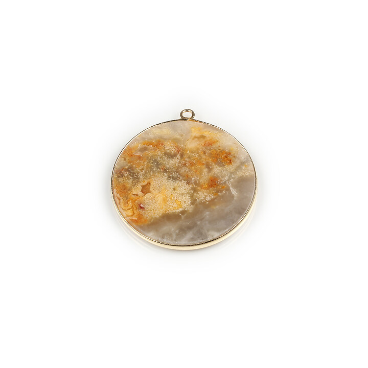 Pandantiv crazy agate in montura aurie 34x30mm
