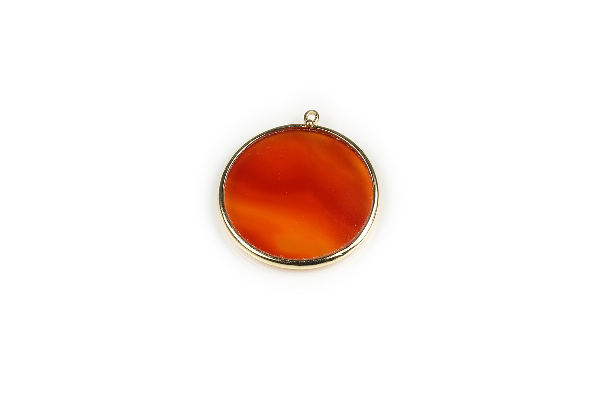 Pandantiv agate rosii in montura aurie 33x30mm