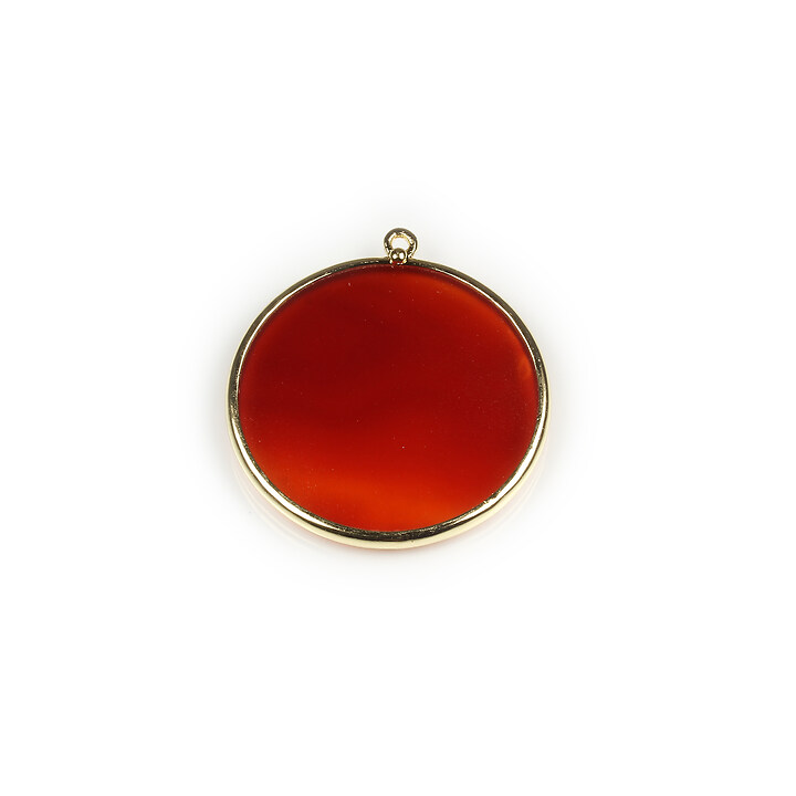 Pandantiv agate rosii in montura aurie 33x30mm