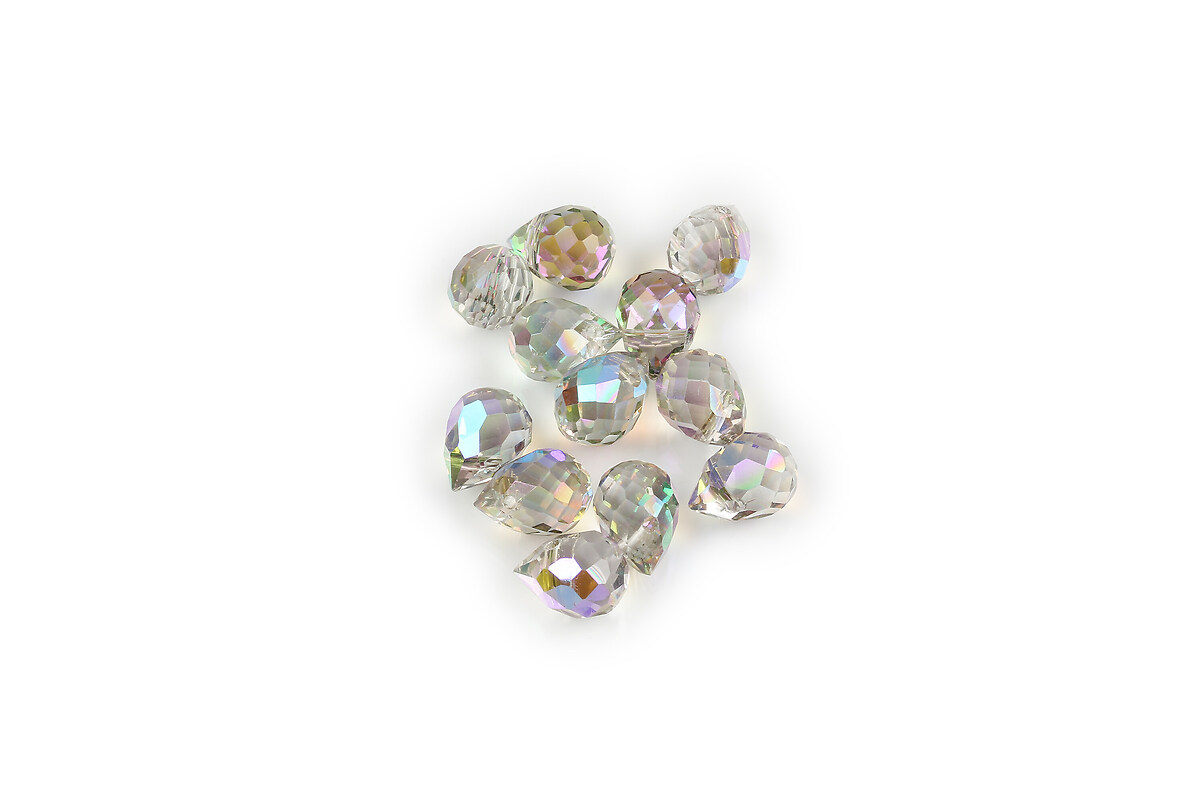 Brioleta de cristal electroplacat lacrima 9,5x8mm - alb AB