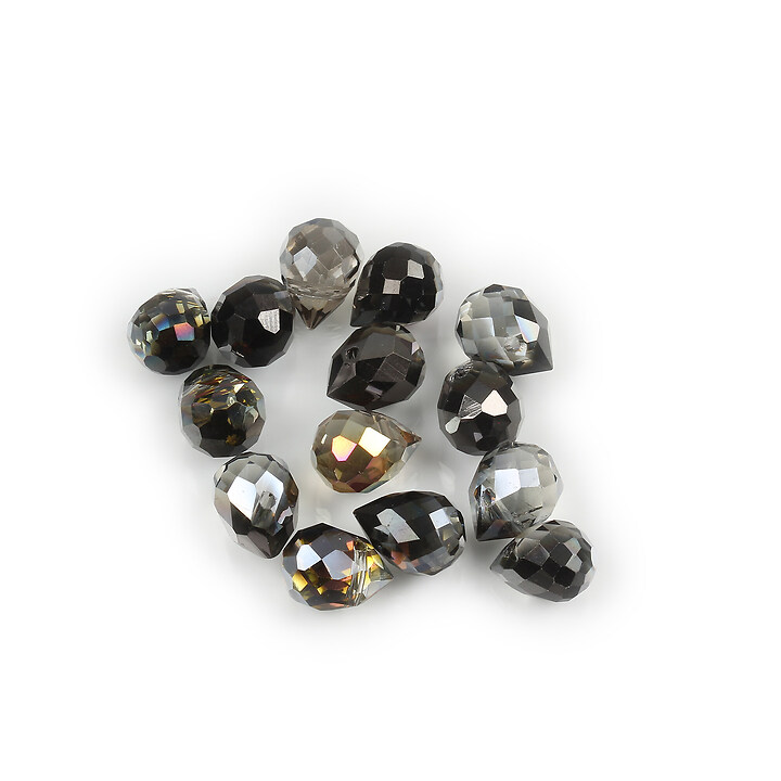 Brioleta de cristal electroplacat lacrima 9,5x8mm - gri electroplacat