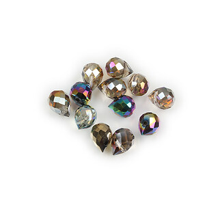 Brioleta de cristal electroplacat lacrima 9,5x8mm - gri electroplacat