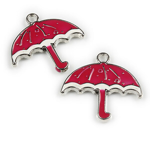Charm mini pandantiv argintiu emailat umbrela 26x28mm - magenta