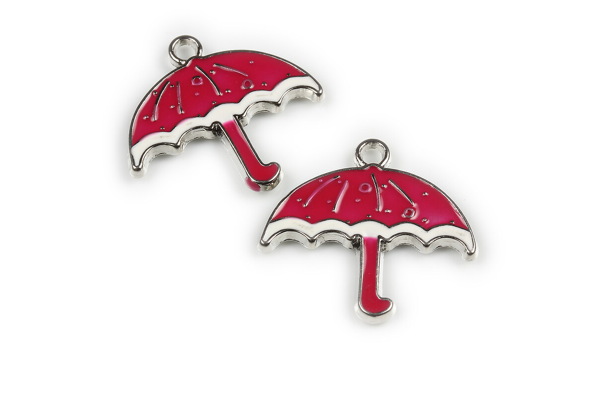 Charm mini pandantiv argintiu emailat umbrela 26x28mm - magenta