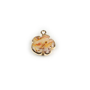 Pandantiv crazy agate floare in montura aurie 24x21mm