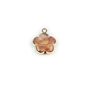 Pandantiv crazy agate floare in montura aurie 24x21mm