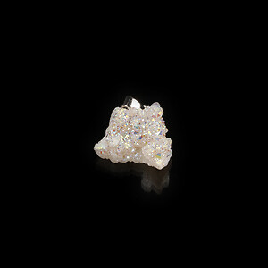 Pandantiv druzy agata naturala alba cu efect AB si agatatoare argintiu inchis 27x20mm