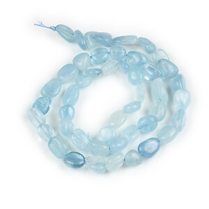 Margele aquamarine nuggets rotunjite 6-7x9-10mm (sirag)