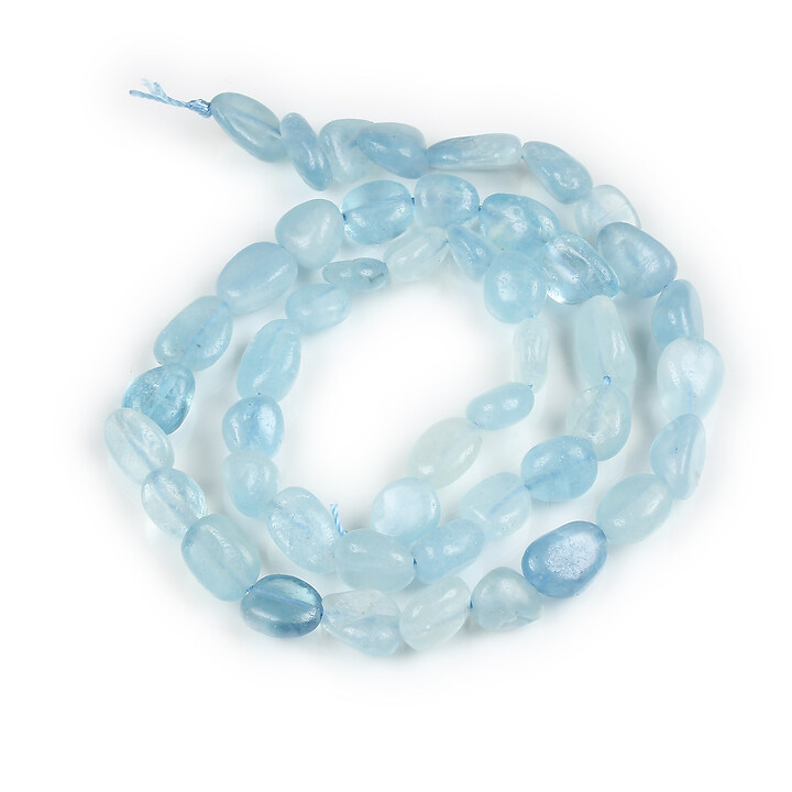 Margele aquamarine nuggets rotunjite 6-7x9-10mm (sirag)