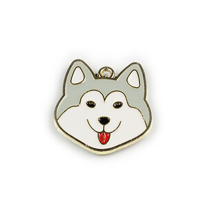 Charm mini pandantiv auriu emailat catel 25x26mm - gri