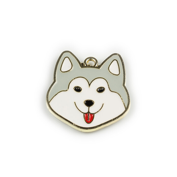 Charm mini pandantiv auriu emailat catel 25x26mm - gri