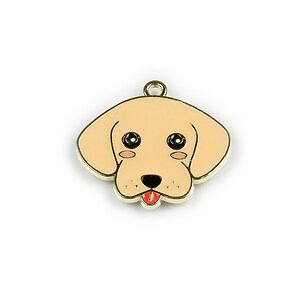 Charm mini pandantiv auriu emailat catel 25x26mm - crem