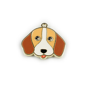 Charm mini pandantiv auriu emailat catel 25x26mm - maro