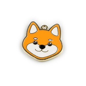 Charm mini pandantiv auriu emailat catel 25x26mm - portocaliu
