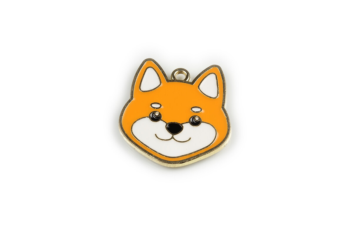 Charm mini pandantiv auriu emailat catel 25x26mm - portocaliu