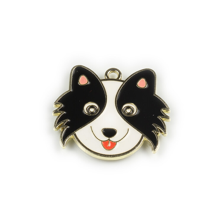 Charm mini pandantiv auriu emailat catel 25x26mm - negru