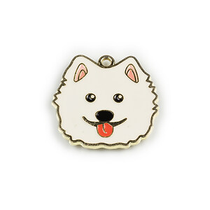 Charm mini pandantiv auriu emailat catel 25x26mm - alb